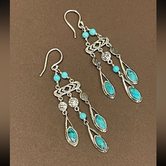 Silpada Turquoise and Silver Chandelier Earrings - Picture 3 of 9